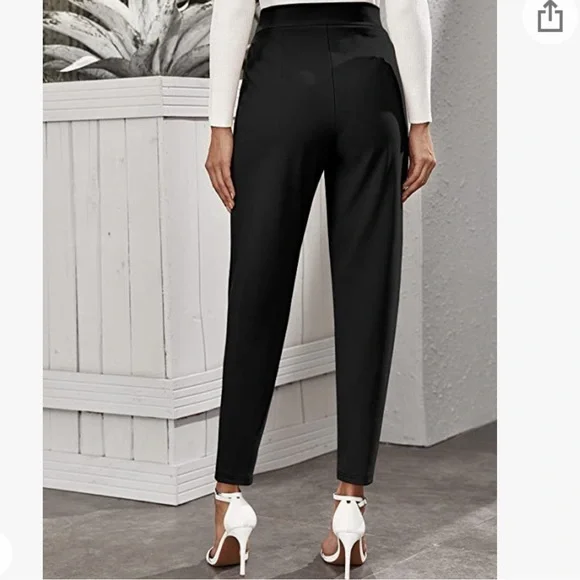 Floerns Women's Solid High Waist Tapered Ankle Stretch Work Pants - Picture 2 of 10